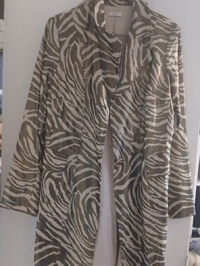 Womens Grey & Cream Zebra Patterned Long Coat